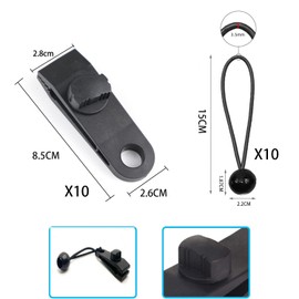 10 Pcs Tarpaulin Clips +10 Pcs Bungee Cord Ball, Shade Cloth Clips Shade Cloth Heavy Duty Lock Grip Tarp Clips Heavy Duty Lock Grip, Tarpaulin Clamps for Garden Outdoor Pool Tie Downs Canvas