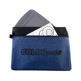 Colorpockit Premium 2 Pocket Zipper Storage Bag for Portable Travel Coloring Kit Pencils Crafts Stationary Accessories Multipurpose Durable Storage Pouch Convenient Carry in Cars Airplanes - Blue