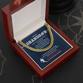 Leonadora Football Chain from Grandmother, Grandson Gifts, Football Necklace For Boys, Football Chains for Boys, To Our Grandson from Grandma Grandpa, Boy Chains Gifts, Best Gift from Grandfather For Men (Gold (Luxury Box), Football)