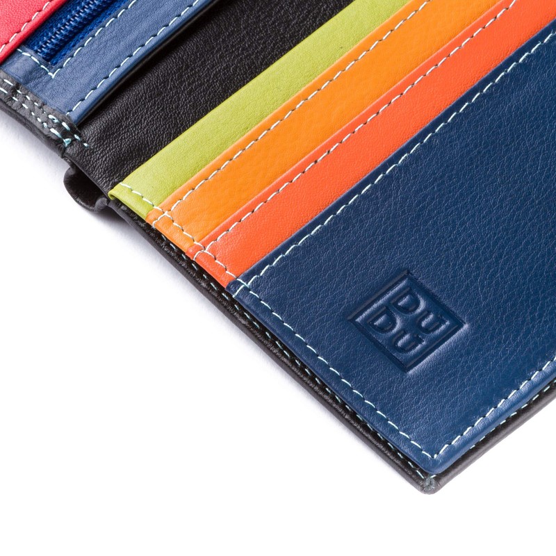 Man's multi-colour leather folding model wallet with zip by DUDU
