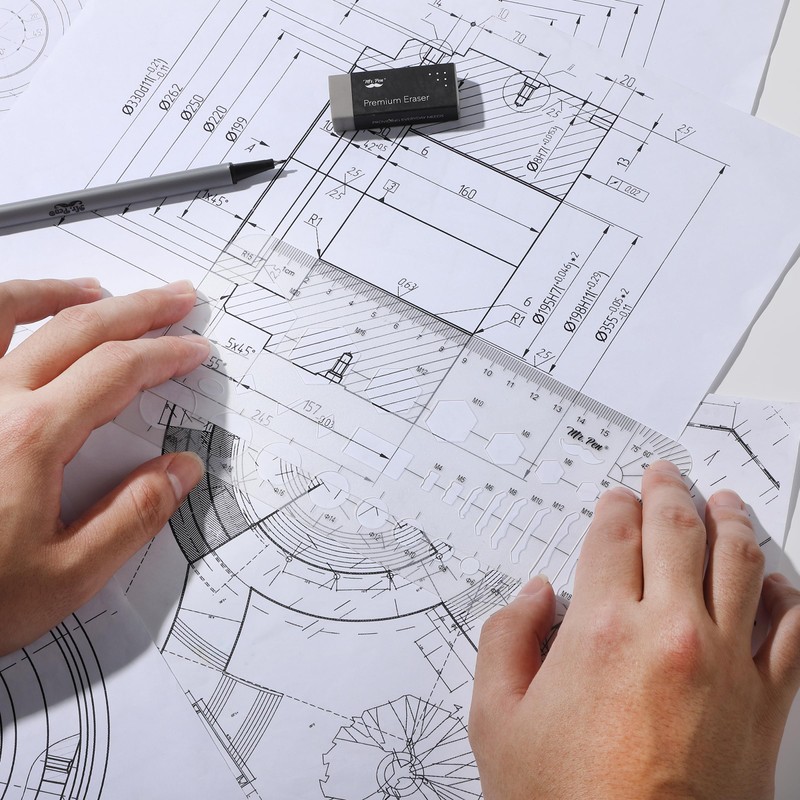 Mr. Pen- Geometric Drawing Template, Hexagon & Circles, Plastic Template