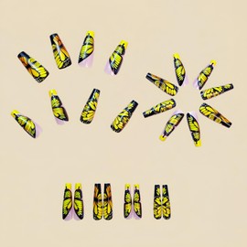 French Tip Press on Nails Butterfly Stick on Nails Long Coffin Fake Nails Gradient Glue on Nails Glossy Full Cover Acrylic Nails Multiple Colors to Choose Reusable Nails Kit from for Women Girl 24Pcs