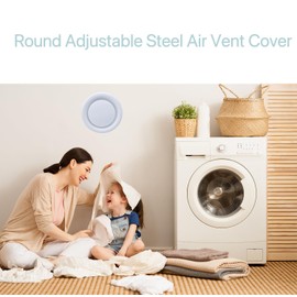 4 Inch Round Air Vent, Steel Round Vent Cover Grille Adjustable Air Duct Vent Cover Ceiling Diffuser for Living Room Closet Bathroom Kitchen