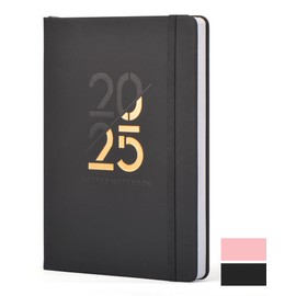 CINNIE&JHIN 2025 Bullet Dotted Journal Notebook, 192 Pages Dotted Journal, A5 Hardcover Dotted Notebooks for Women & Men, Classic College Ruled Notebooks for Writing (Black)