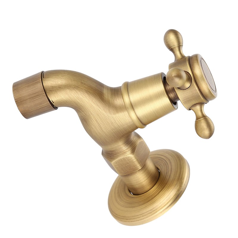 Wall Mounted Vintage Solid Brass Faucet Single Cold Water Tape