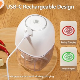 Wireless Mini Food Chopper, 350ml Cordless Food Processor w/ 6 Sharp Blades