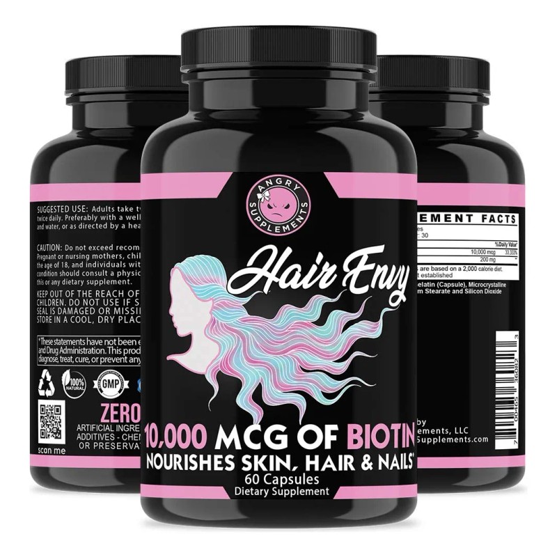 Angry Supplements Hair Envy Biotina 10000 Mcg Y Queratina