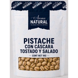 Aroma Natural | Pistache con Cáscara Tostado y Salado 1 kg – Bolsa Resellable | Sin Conservadores | Snack Crujiente para Botanear y Repostería
