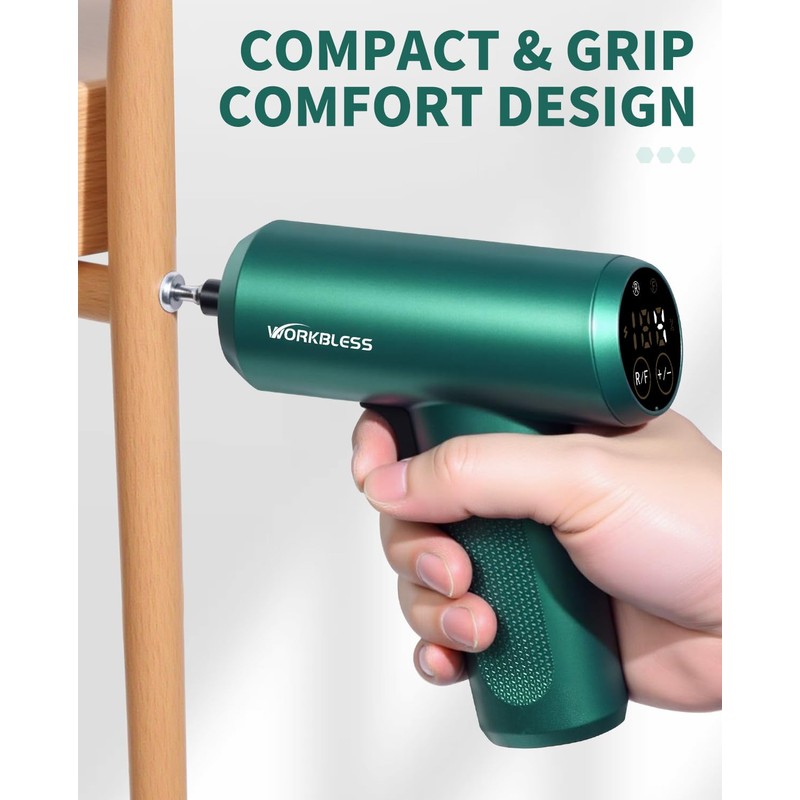 WorkBless Cordless Screwdriver, 3.7V Electric Screwdriver with LCD Touchscreen Display,