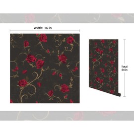 FLFK Gothic Rose Floral Wallpaper, Peel and Stick, 16in x 64in, for Walls, Kitchen, Bathroom, Bedroom, Living Room, Dining Room, Office, Home Decor