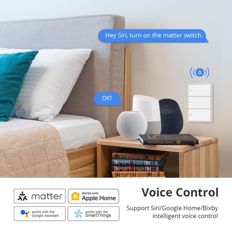 Matter Smart Light Switch, 2.4G Hz WiFi, Require Neutral Wire,