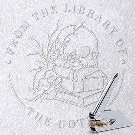 Book Embosser - from The Library of Book Lover Gifts, Library Embosser Perfect for Book Stamp and DIY Crafts (Gothic, Round)