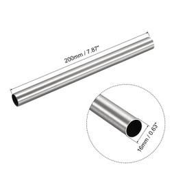 sourcing map 304 Stainless Steel Tube, OD 16mm x 0.5mm Wall Thick 200mm Length Capillary Metal Tubing for Industry Machinery