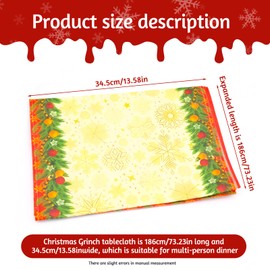 Christmas Table Runner 34 x 186 cm, Linen Christmas Grinch Series Table Runner, Washable, Kitchen Dining Table Decoration for Indoor and Outdoor Holiday Party Farmhouse Living Room Decor (B)
