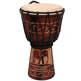 Sawtooth Harmony Series 8" Hand Carved Elephant Design Rope Djembe