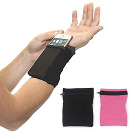 CZ-XING Portable Sports Wrist Bag for All Phones, Phone Holder for Running/Cycling, Wrist Wallet Pouch，Wristband Stretches to Fit Forearm for Cycling, Jogging, Exercise, Sports (Black)