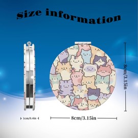 KWSAAHU Double-Sided Pocket Compact Mini Makeup Mirrors 1x, 2X Magnifying Mirror Portable Foldable Round Small Purse Mirror Suitable Daily Travel Party for Woman Man - Kawaii Small Cats