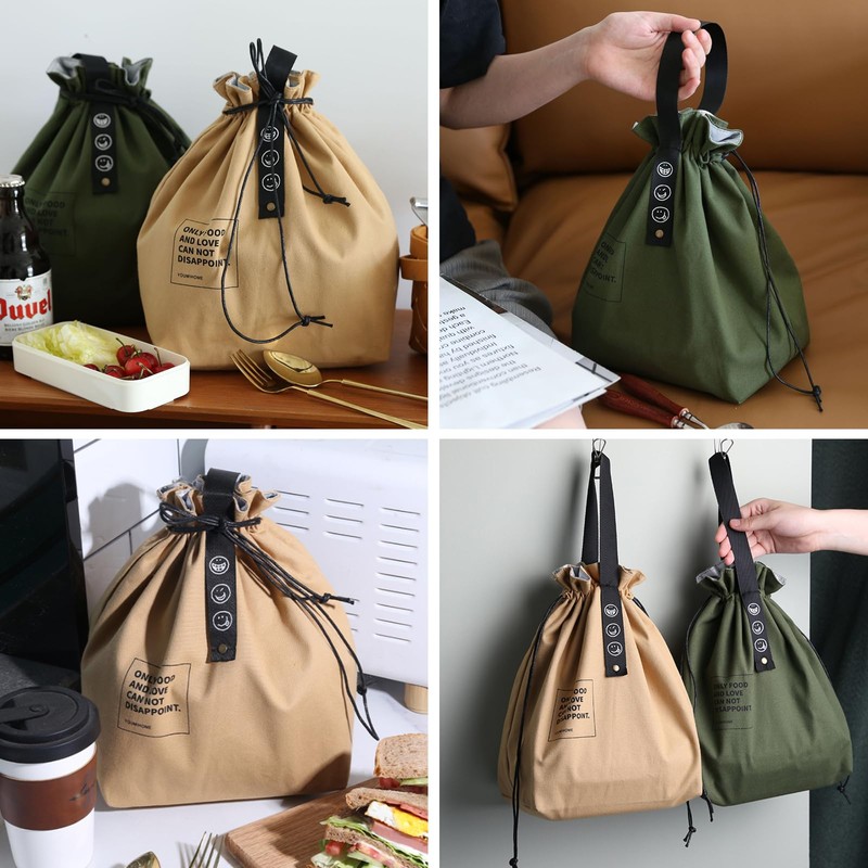 BLOOPIC Lunch Bag, Lunch Bag, Cold Insulation, 100% Cotton, Canvas
