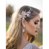 SWEETV Light Rose Gold Wedding Clip Rhinestone Bridal Comb Barrette