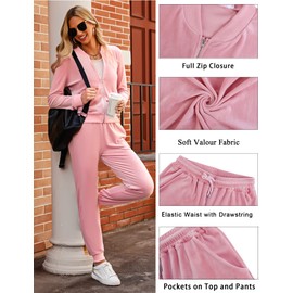 Marvmys Womens Velour Track Suit Zip Up Sweatsuit Jogger Set 2 Piece Long Sleeve Outfits