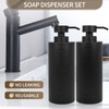 Large Soap Dispenser for Bathroom, Matte Black Resin 2 Pcs