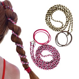 EKIND 2 Pack 35'' Hair Ties Elastic Braided Ponytail Wrap Strong Hold No Tangled, Suitable for Women Girls Long Hair for Exercising, Swimming (Beige Coffee and Blue Red)