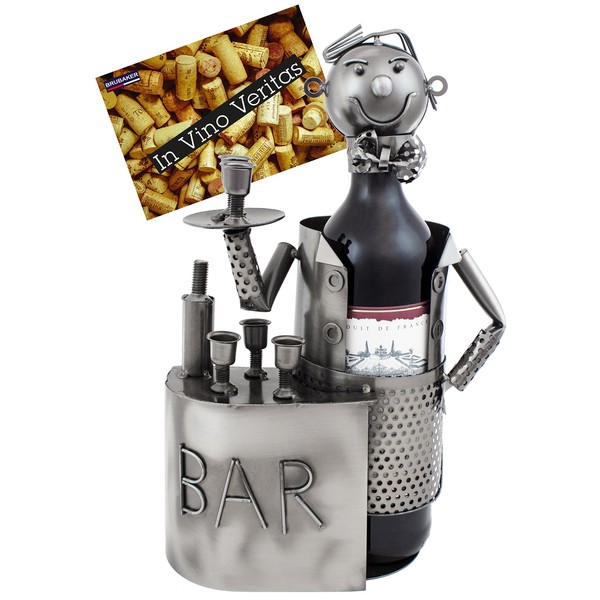 BRUBAKER Wein Flaschenhalter Barkeeper Metall Skulptur mit Geschenkkarte
