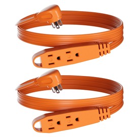 K KASONIC - 3 Feet 3 Outlet Extension Cord with Flat Plug - Triple Extension Wire Grounded Multi Outlet for Indoor Use, UL Listed 16/3 SPT-3, 13 Amp - 125V - 1625 Watts, 2 Pack, Orange