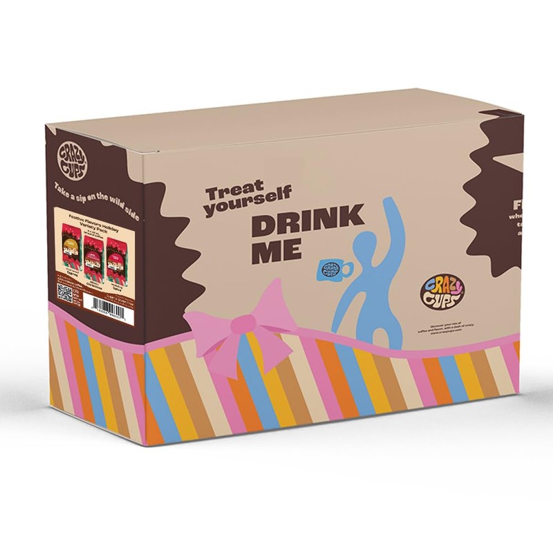 Crazy Cups Decaf Flavored Coffee Variety Pack, Decaffeinated Holiday Flavored