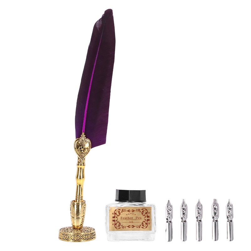 Feather Pen Exquisite Vintage Elegant Stainless Steel Smoothly Writing Wear