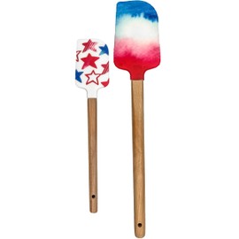 Black Duck Brand Silicone Spatulas w/Conversion Chat, Set of 2, Freedom Red White Blue Fourth of July Gift for Mom Cooking Baking Mixing Flipping Housewarming Cookware Patriotic Theme (Gradient)