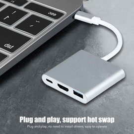 Luqeeg Hub USB 3.0, 5 en 1 Adaptador USB C a USB 3 Puertos, Adaptador Tipo C a USB con Salida HDMI 4K, Puerto USB 3.0, PD 60W, Compatible con Computadoras Portátiles USB C y Más Dispositivos Tipo C