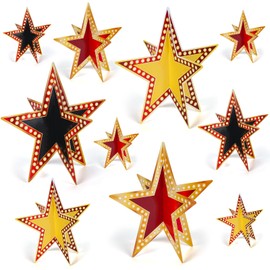 Sinload 45 Pcs 3D Glitter Star Decorations Back to School Work Stars Centerpiece 3 Sizes Standing Hanging Decor for School Centerpiece Starry Movie Night Themed Party Decor(Vivid,Multicolor)