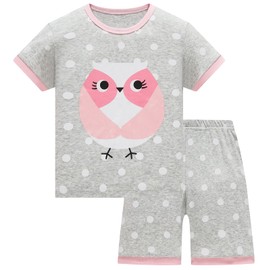 Girls Pyjamas Summer Shorts Sets Unicorn 100% Cotton Sleepwear Short Sleeve 2 Piece Outfit for Kids Age 5-6 Years