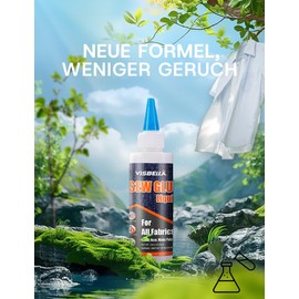 Visbella Fabric Glue, Sew Glue Liquid Stitch, Strong Bond Permanent Washable Craft Adhesive, for All Fabrics, Clothing, Tent, Curtain, Sofa Cover Repair & Make Patches (4.0 FL.OZ.)
