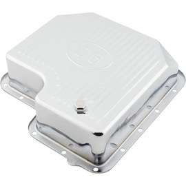 Compatible with Ford C6 Steel Transmission Pan, Extra Capacity, Ribbed, Chrome