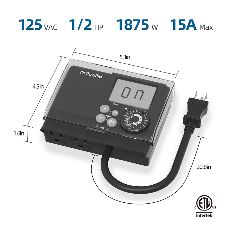 TiFFCOFiO New Digital Outdoor Timer Waterproof, Dial Programmable Method, Outdoor