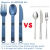 Magnetic Camping Utensil Set, Travel Cutlery Set, Knife, Fork &