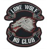 Lone Wolf - No Club XXL Sew-On Badge / Iron-On