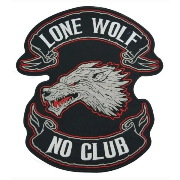 Lone Wolf - No Club XXL Sew-On Badge / Iron-On