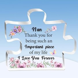 Nan Puzzle Plaques Mother's Day Gifts Grandma Appreciate Birthday Present Nana Acrylic Sign Home Decorations Granny Christmas Souvenirs Thank You for Being Such An Important Piece Kepsakes