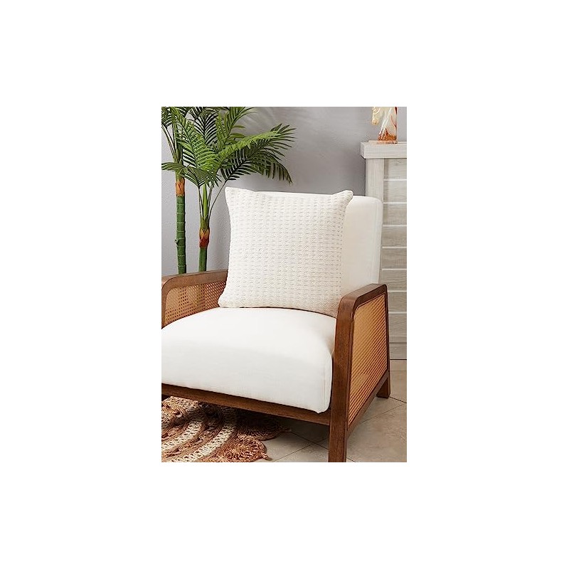 SARO LIFESTYLE Geometric Glam Dashed Woven Throw Pillow Cover, Natural,