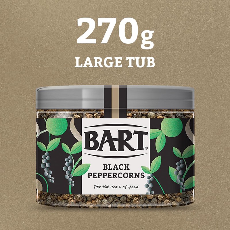 BART Black Peppercorns Large Jar - Hot & Spicy, Ideal
