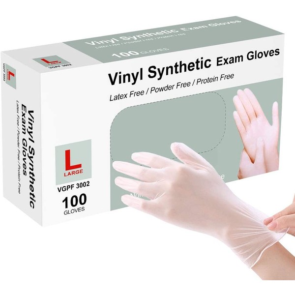 squish Disposable Gloves,Clear Vinyl Gloves Latex Free Powder-Free Glove Cleaning Health Gloves for Kitchen Cooking Cleaning Food Handling, 100PCS/Box, Large