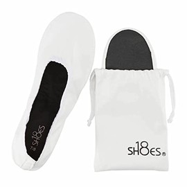 Shoes8teen Women's Foldable Portable Travel Ballet Flat Shoes w/Matching Carrying Case SH1818 White 11