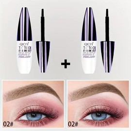 Easy Peel-Off Eyebrow Gel - Waterproof & Sweatproof, Long-Lasting Black or Brown Tattoo Tint, Film Forming, Medium Coverage for All Skin Types:_02#+03#