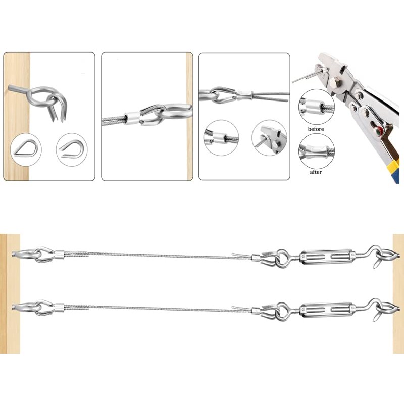 TooTaci Turnbuckle Wire Tensioner Kit for 2mm Wire Rope