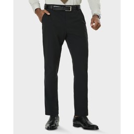 SNOWTEN Mens Pro Dress Pants Classic Fit Stretch Work Dress Pants 32" Quick Dry Lightweight Casual Comfy Pants with Pockets Black 34w × 32L