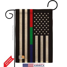 Service US Thin Blue Green Red Line Burlap Garden Flag Set Mailbox Hanger Armed Forces All Branches Support Honor United State American Military Veteran Gift Yard House Double-Sided 13 X 18.5