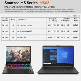 Smatree MS63 Hard EVA Protective Sleeve Case with Stand Compatible for 14 inch HP Laptop 14-dq0040nr/14t-dq300/14t-dq500/14-fq2097nr, Stream N4120, HP 240 G8 Laptop